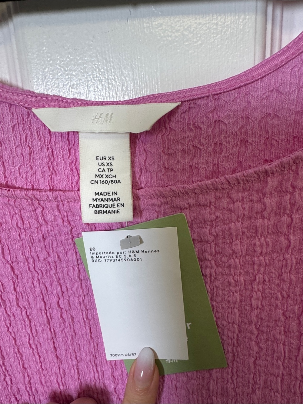 H&M Textured Pink Midi Dress NWT XS Side Slit Stretch Summer - Picture 2 of 7